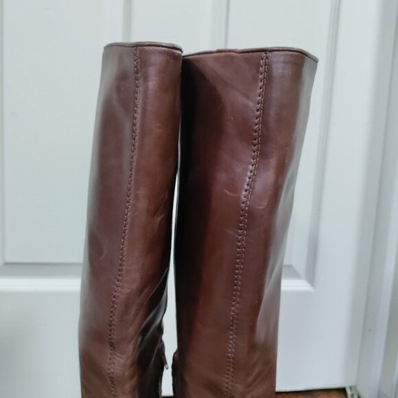 Gap Western Style Brown Leather Knee-High Block Heel Boots Women' Size 8 - Picture 9 of 14